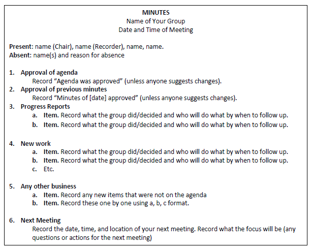 Sample meeting minutes